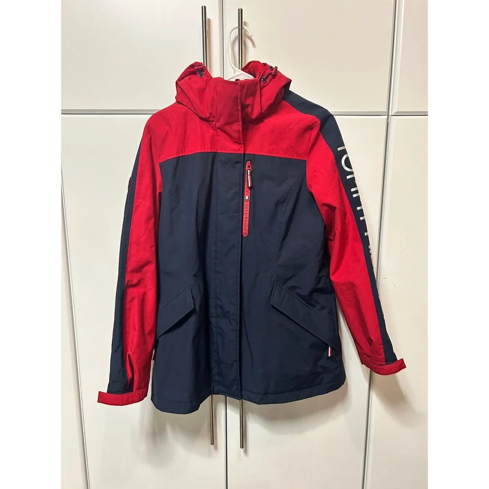 Tommy Hilfiger Mens 3-in-1‎ All Weather System Jacket Red Navy Blue Hooded Small